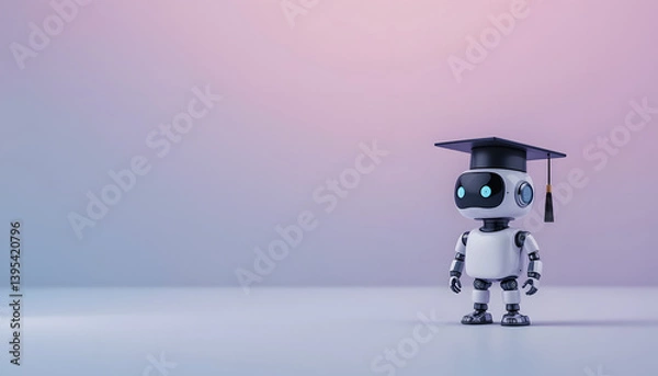 Fototapeta robot with graduation cap