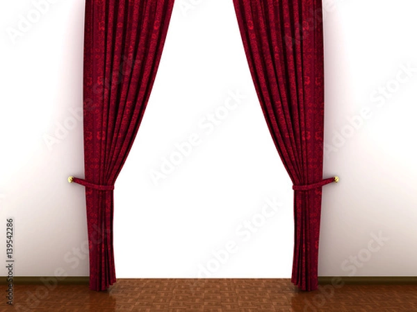 Fototapeta 3d Red curtain, open and empty