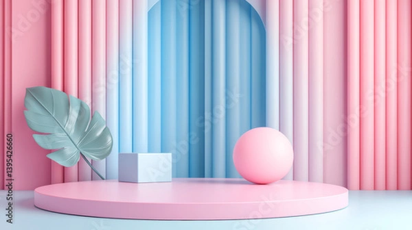 Fototapeta 3D rendering e-commerce product booth background