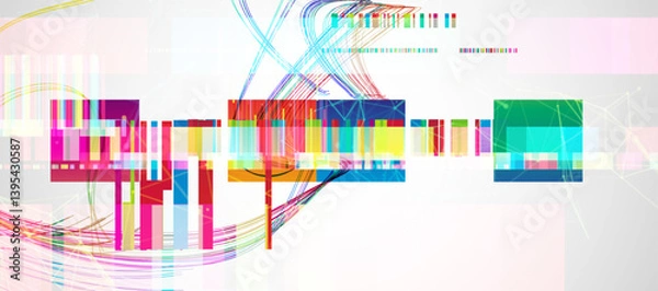 Fototapeta Abstract colorful background with different elements and lines. Color chaos. Vector illustration.