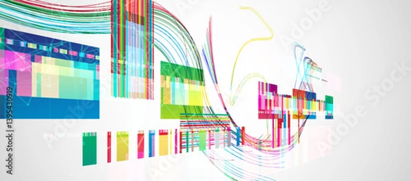 Obraz Abstract colorful background with different elements and lines. Color chaos. Vector illustration.
