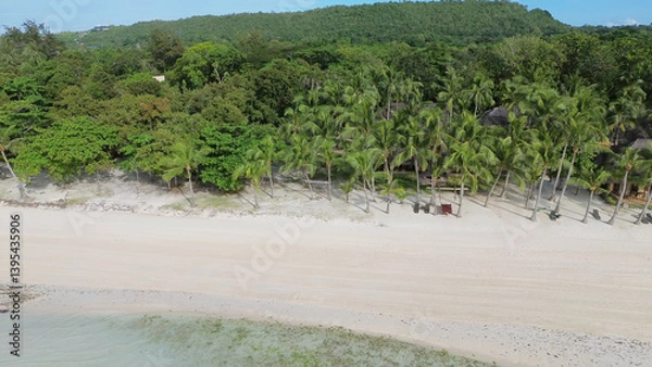 Fototapeta Aerial view of beautiful tropical sandy beach