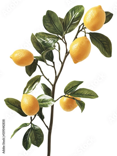 Obraz Fresh Lemon Branch on transparent background