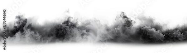 Obraz Elegant swirling smoke in shades of gray, isolated on transparent background, cutout, png