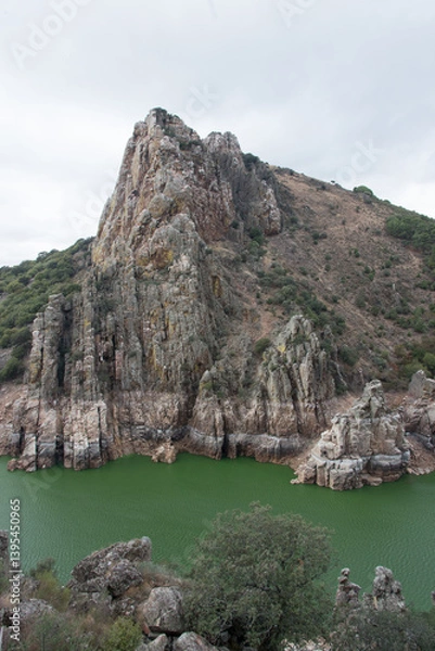 Fototapeta Beautiful view of Salto del Gitano from the other side of the river. Monfrague National Park, Extremadura, Spain