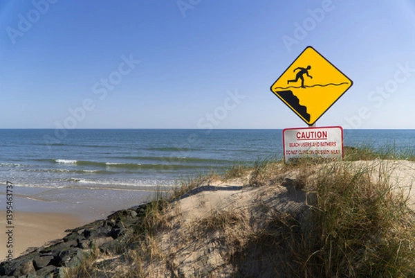 Obraz warning sign on the beach