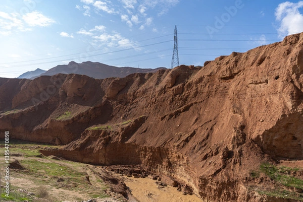 Fototapeta Mountain landscape, view from Mazar-I-Sharif-Kabul highway, Aybak city district, Samangan Province