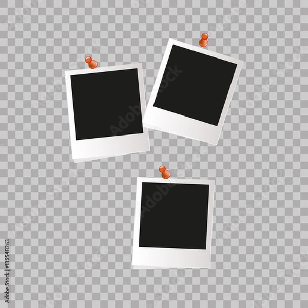 Fototapeta Photo frame. White plastic border on a transparent background. Vector illustration. Photorealistic Vector EPS10 Retro Photo Frame Template