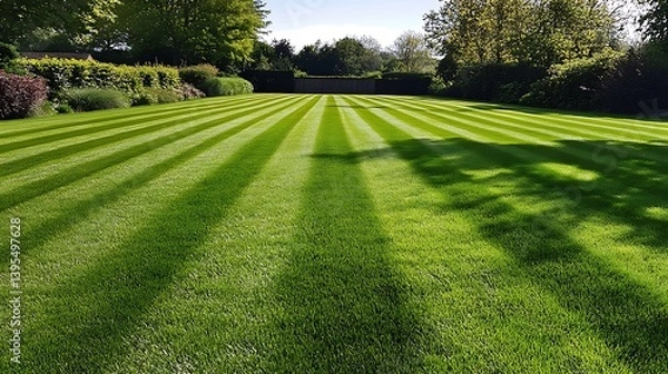 Fototapeta Neatly Trimmed Lawn, Sunny Day