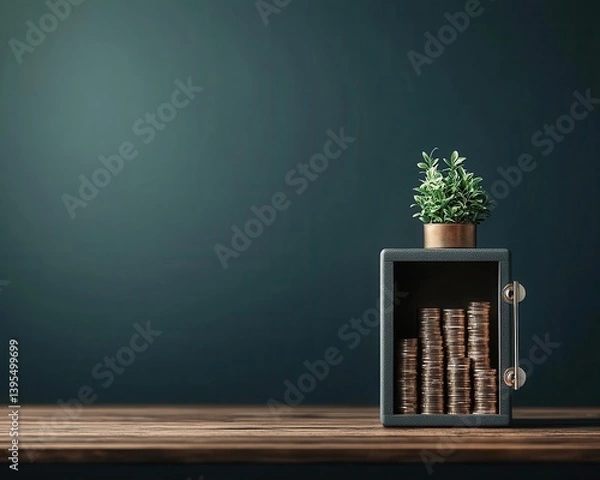 Fototapeta A safe with investment portfolios inside, symbolizing the security of wealth management and the protection of assets