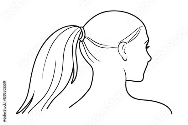Fototapeta Simple Line Art Illustration Of A Woman With Ponytail Profile View