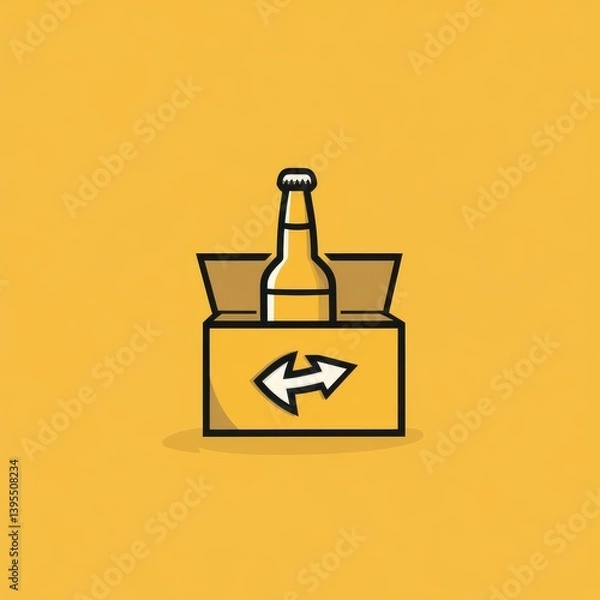 Fototapeta Dynamic Beer Delivery Emblem with Swift Arrow and Bottle, Perfect for Bars and Breweries