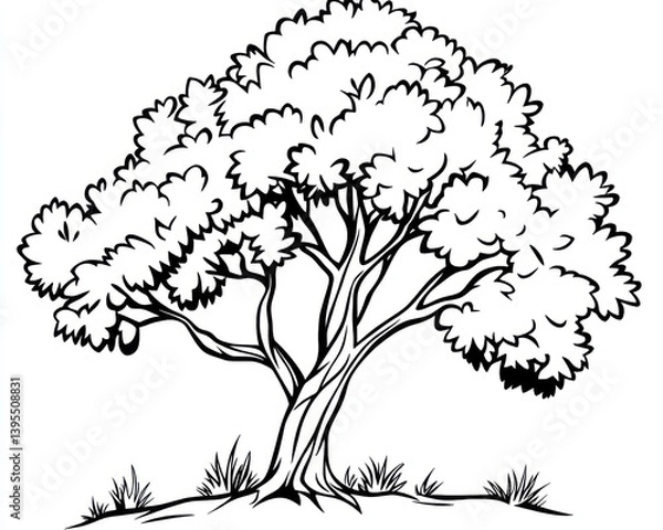 Fototapeta Lush tree illustration, nature, white background, design element