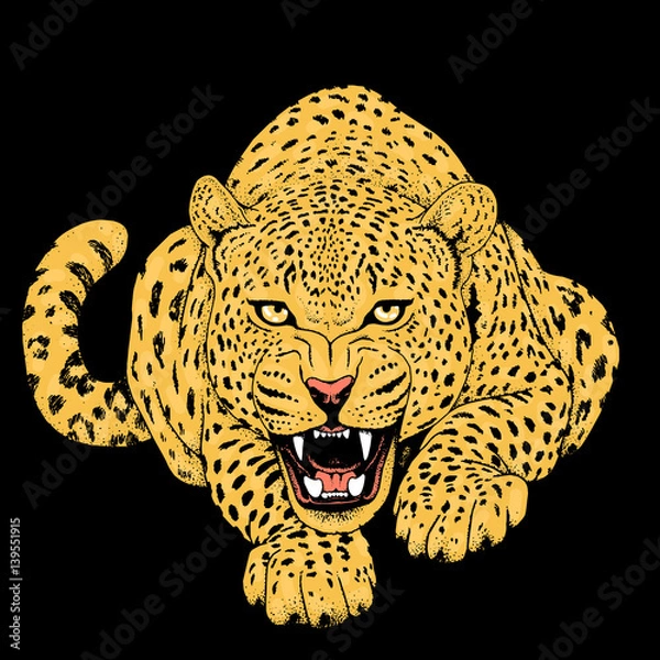 Obraz Leopard face tattoo ,Vector illustration, print