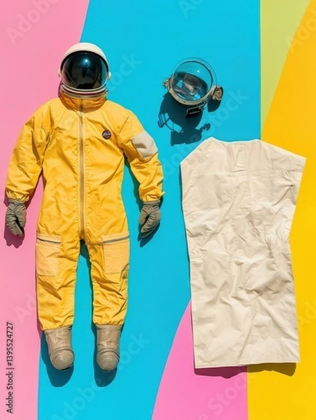 Obraz A disassembled astronaut suit resting on vibrant colorful backgrounds