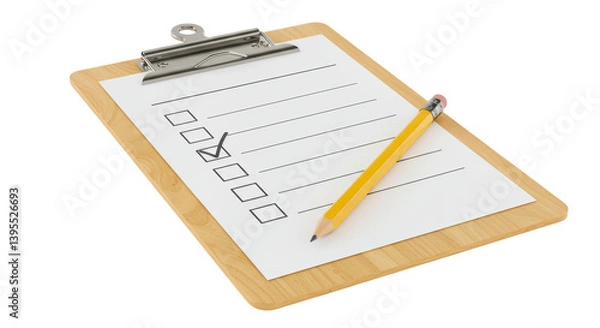 Fototapeta Isolated Clipboard with Checklist and Pencil