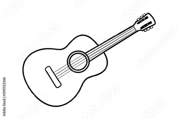 Fototapeta Acoustic Guitar Line Drawing, Musical Instrument, Stringed, Six Strings