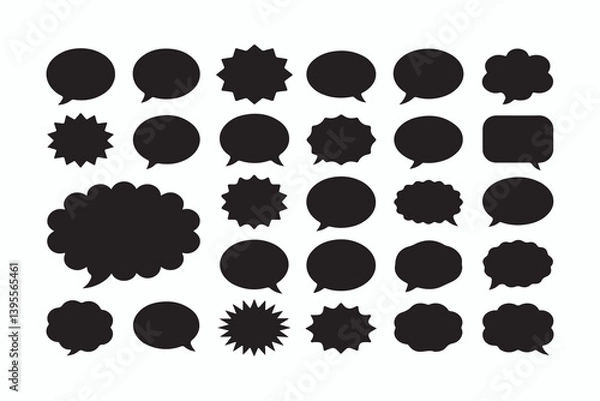 Fototapeta Collection of Black Speech Bubbles and Thought Clouds
