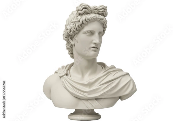 Fototapeta Isolated Bust Sculpture of Apollo with Laurel Wreath