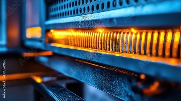 Obraz Close-up of a glowing industrial machine component highlighting technology and innovation