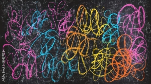 Fototapeta Colorful abstract lines intertwining on a dark background, creating a vibrant artistic display