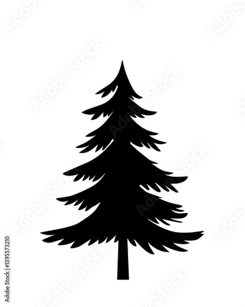 Fototapeta Simple forest tree silhouette element