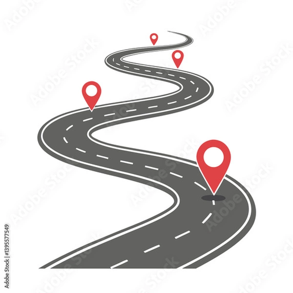 Fototapeta road with red arrow