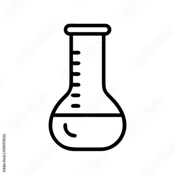Obraz Laboratory beaker outline illustration with liquid  