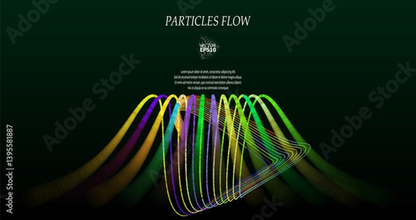Obraz Wave pattern vector. 3D glowing abstract digital particles background. Technology concept. Abstract background. Future vector illustration.