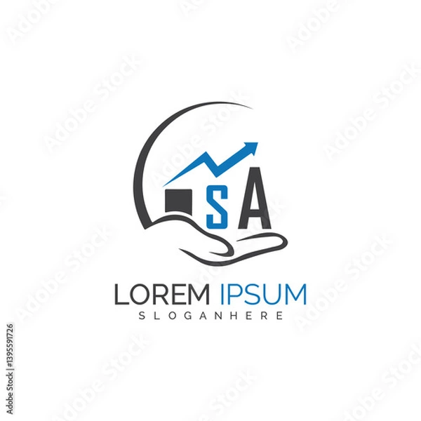 Fototapeta initial monogram logo With the upward progress suggested by the arrow design.
