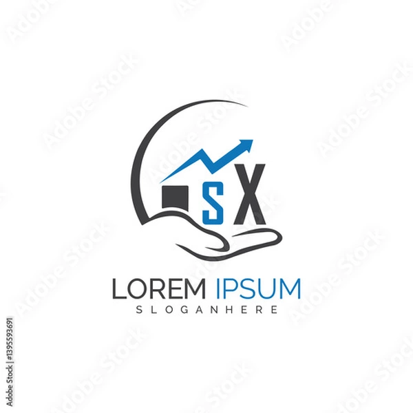 Fototapeta initial monogram logo With the upward progress suggested by the arrow design.
