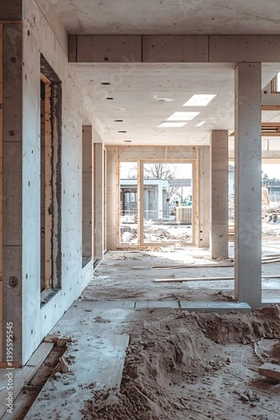 Fototapeta Designer house project visualized on a construction site, capturing the essence modern architectural development