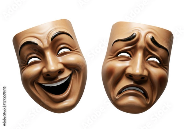 Fototapeta Isolated Masks of Comedy and Tragedy Expressing Emotions