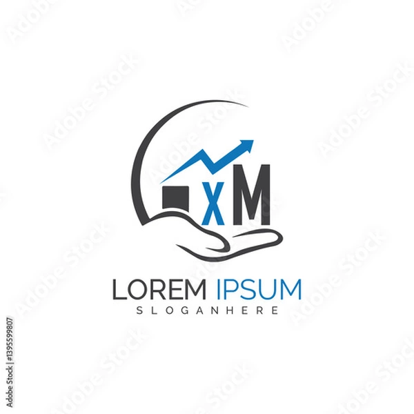 Fototapeta initial monogram logo With the upward progress suggested by the arrow design.
