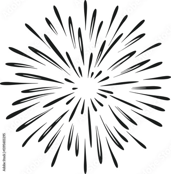 Obraz Firework Burst Silhouette Vector – Festive Explosion Illustration for Celebrations