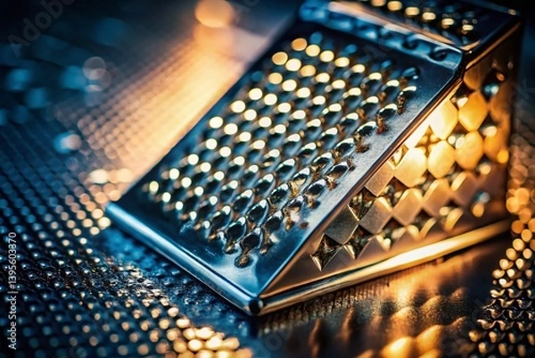 Obraz Close-up Surreal Silver Grater: Dramatic Cold Alien Metal Texture