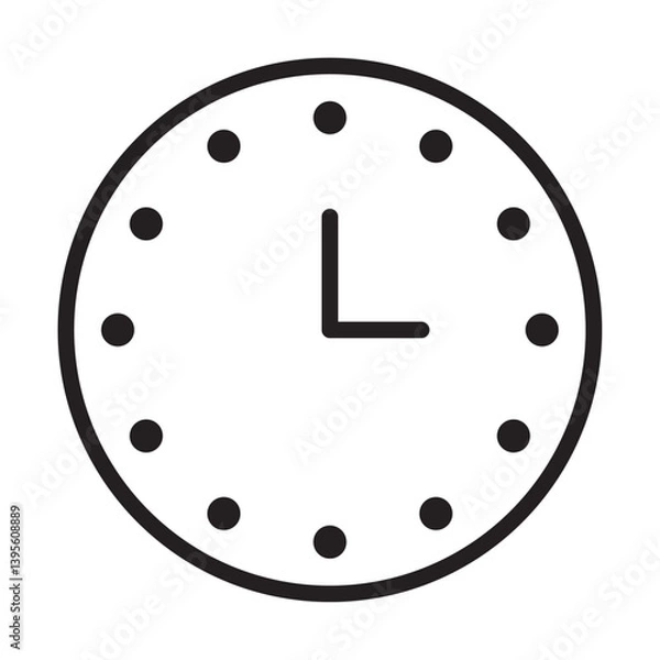 Fototapeta Clock icon outline collection in black and on white background