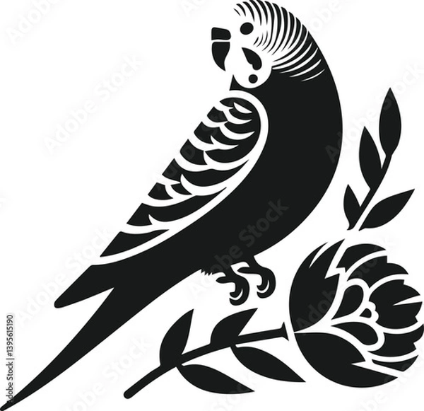 Obraz Budgerigar bird silhouette vector