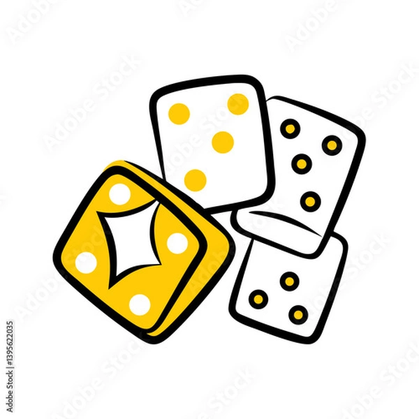 Fototapeta Colorful Dice Stack Showing Game Fun  