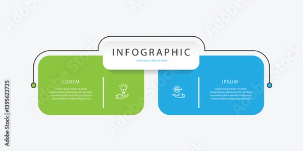 Fototapeta 2 step infographic template vector element with line style and 2 column suitable for business information and banner presentation