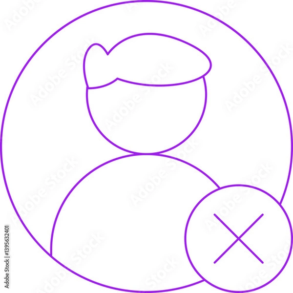 Fototapeta Delete Male Profile single vector illustration icon