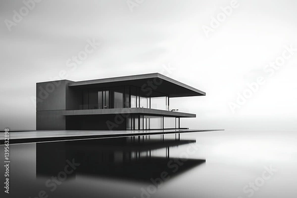 Fototapeta Dream house concept visualized as a minimalist 3D model, blending modern design with innovative architectural elements.