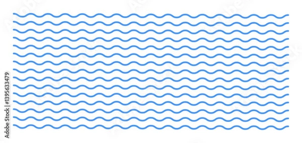 Fototapeta Abstract blue geometric simple line wave pattern. An element for decoration and design.Template, banner, background. Imitation of water. Wavy texture. Beautiful light line curves. Vector illustration.