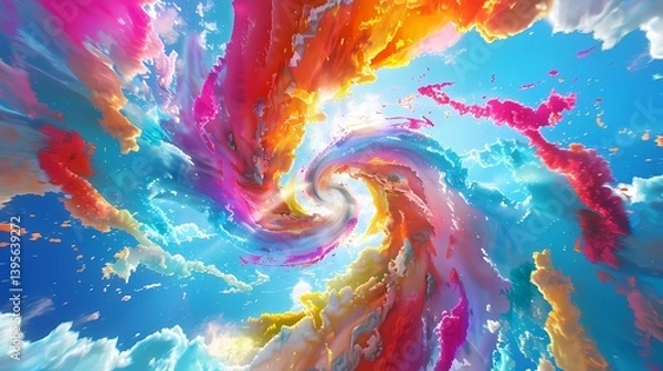 Fototapeta A colorful elements floating like swirl, creating an abstract and dynamic visual effect, Generative AI illustrations.