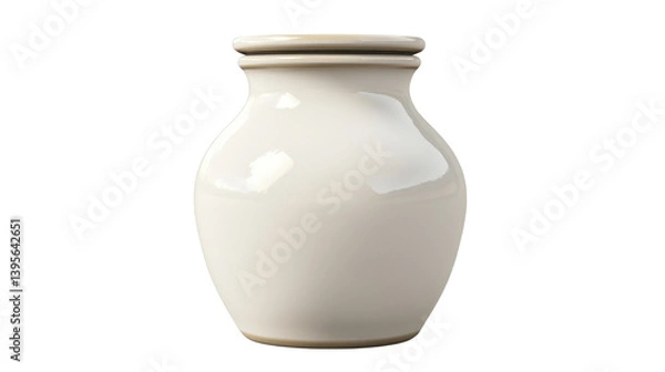 Fototapeta Ceramic Milk Jar Isolated on White Background – Classic Dairy Container for Kitchen, Farmhouse Decor, and Rustic Tableware Design Concepts