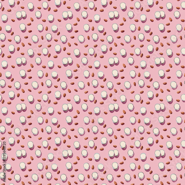 Obraz Almond Milk Seamless Pattern On Pink