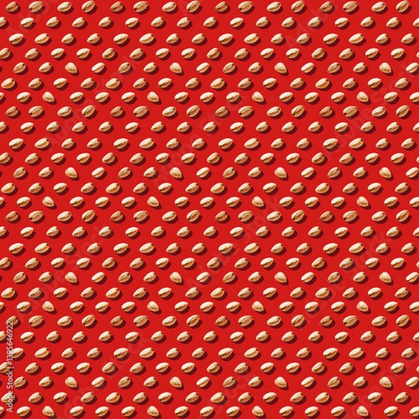 Fototapeta Seamless Almond Pattern On Red Background