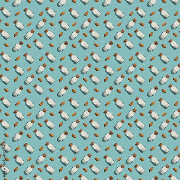 Obraz Seamless Almond Milk Pattern Background