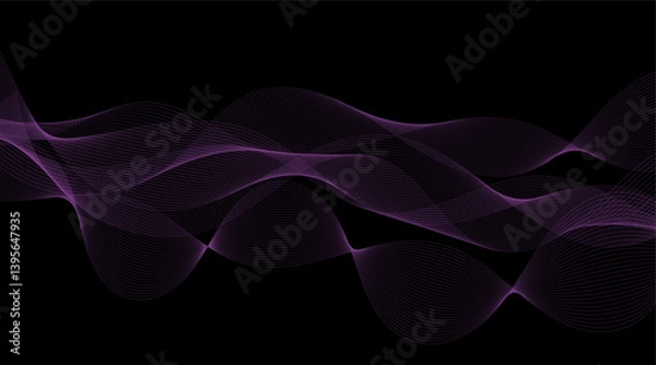 Fototapeta Illustrative Vector Art: Flowing Smoke Stream with Energy Waves and Smooth Color Gradients
