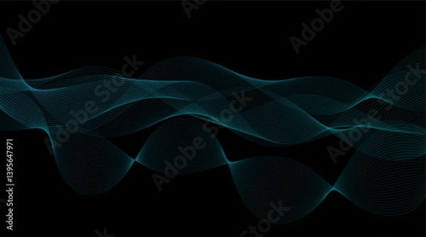 Fototapeta Geometric Vector Backdrop: Patterned Smoke and Light Curves Creating a Motion Design
